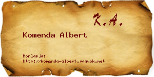 Komenda Albert névjegykártya